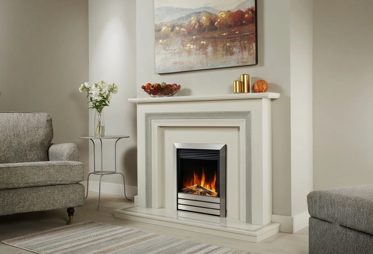 Marble fireplace in the Sontuoso Stone range