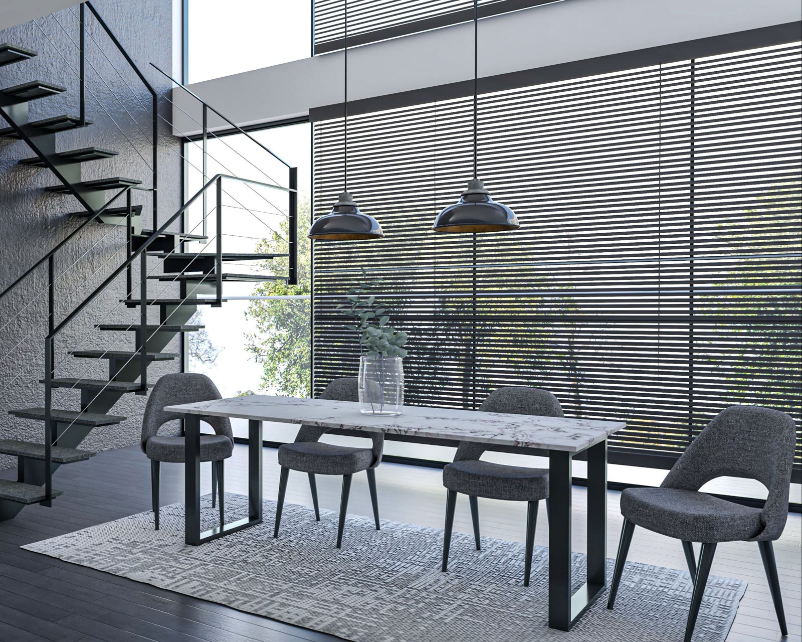 Carvello rectangular stone dining table