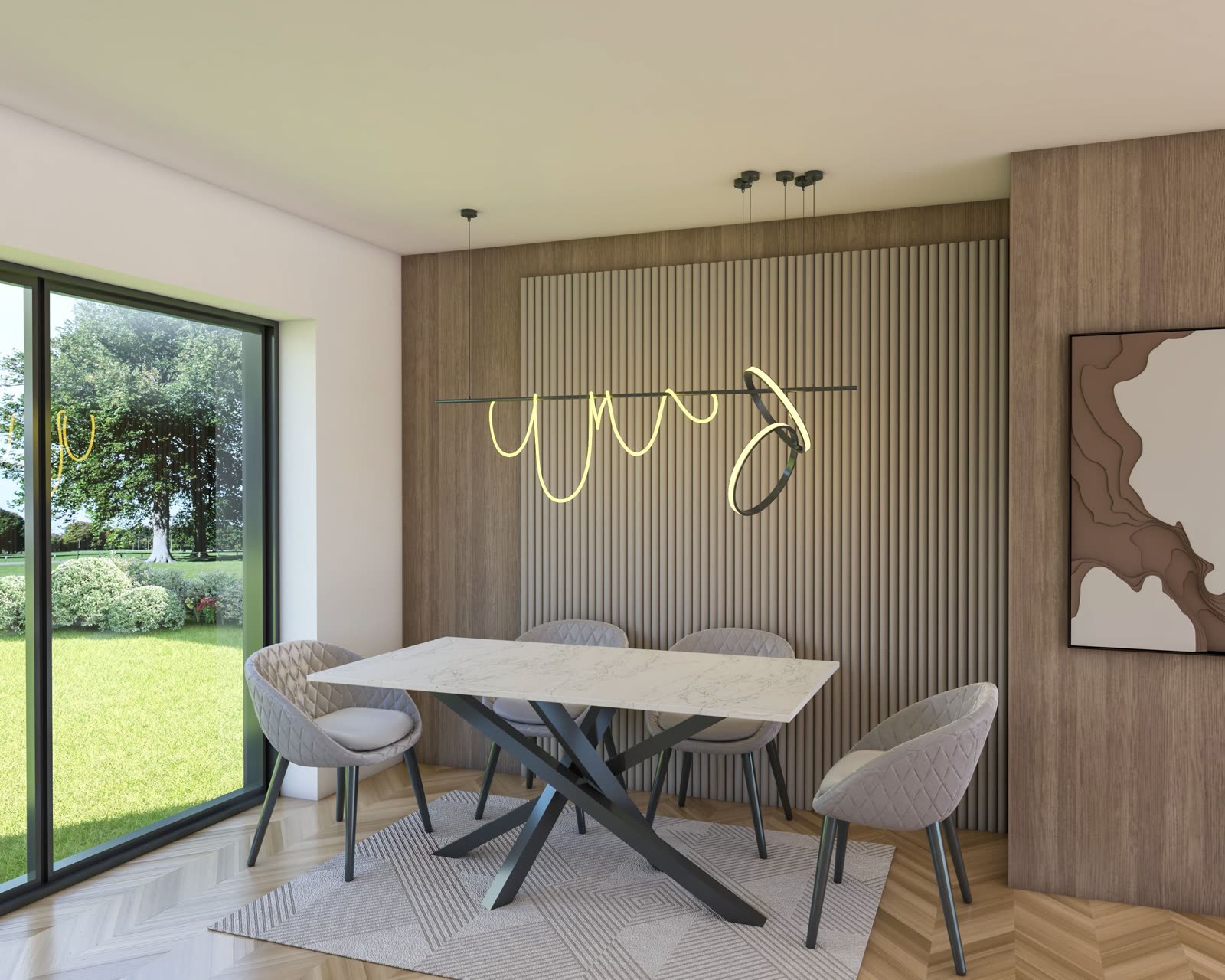 Haytor stone dining table with aluminium legs