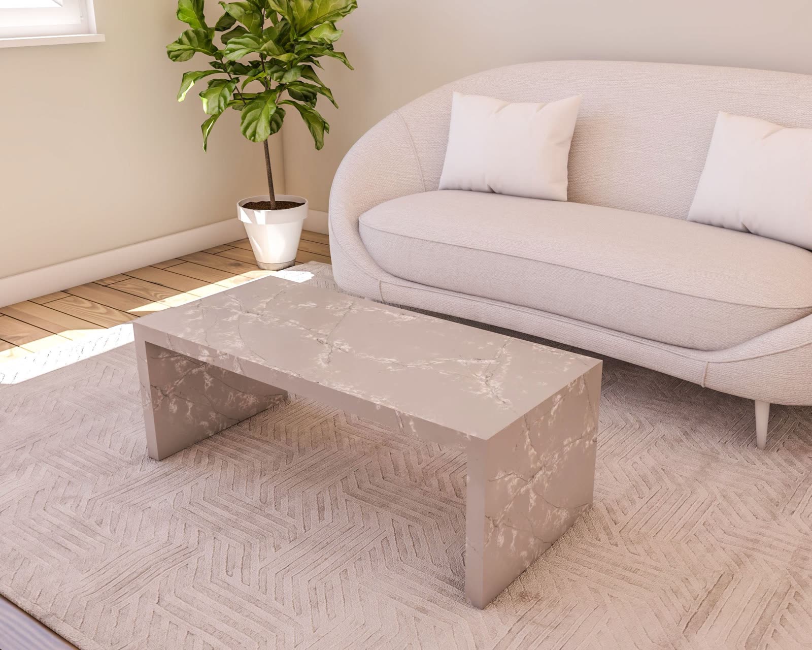 Mesa chunky quartz coffee table