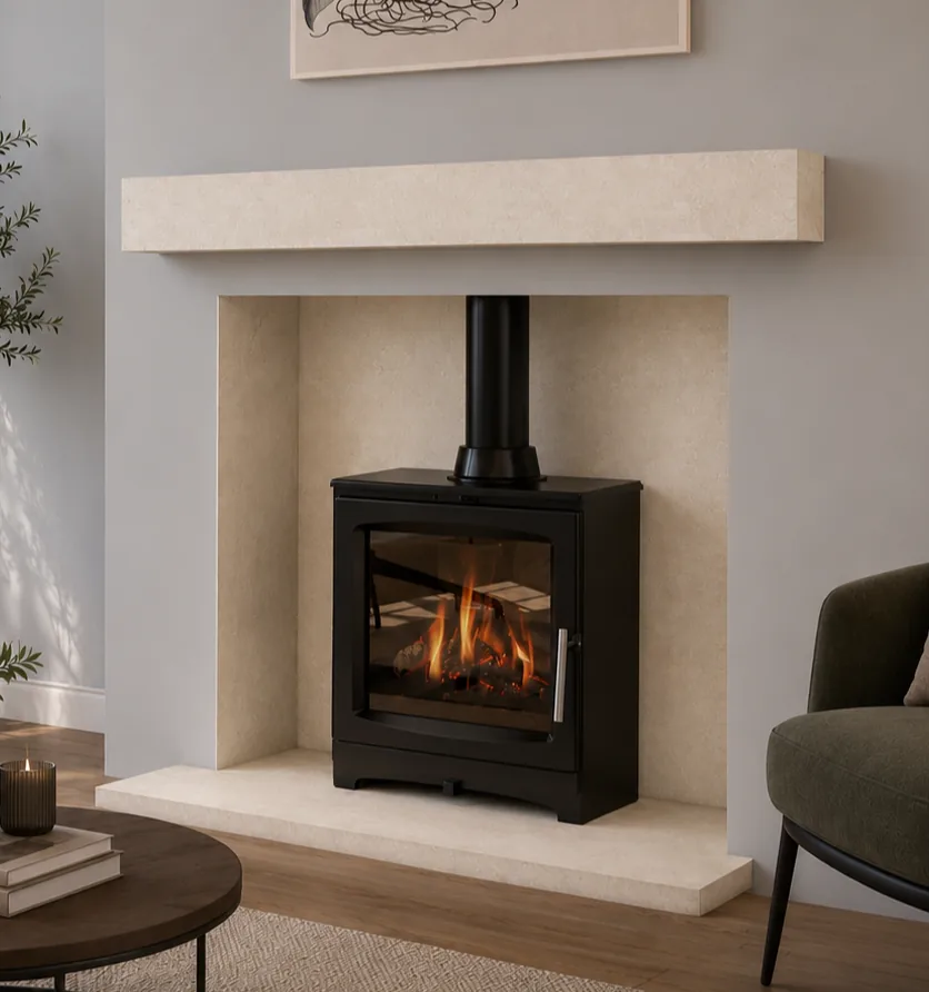 Porcelain stove hearth, beam and chamber set