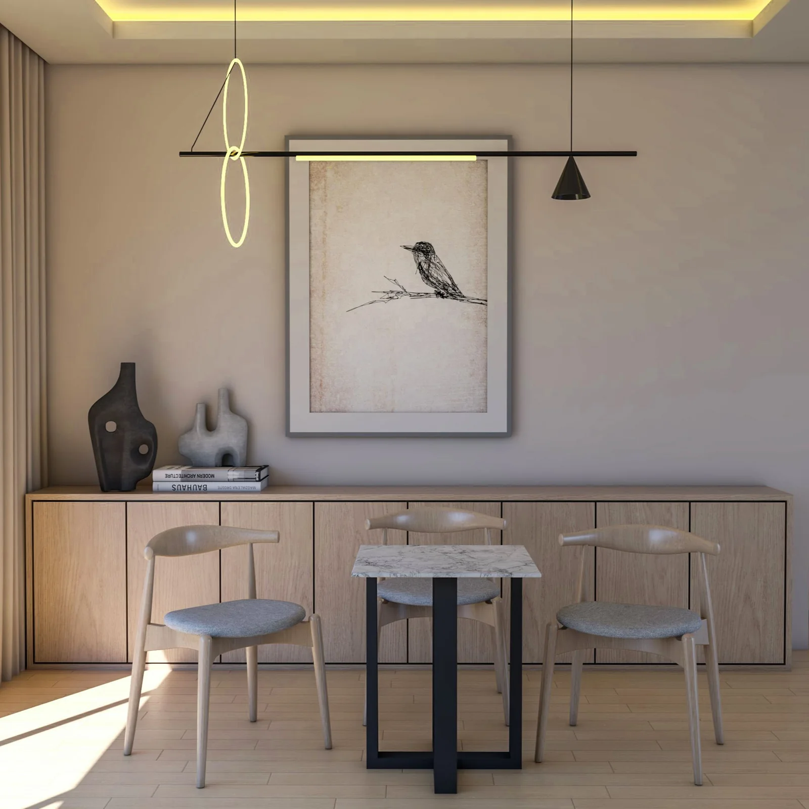 Richmond dining table shown in Superwhite porcelain