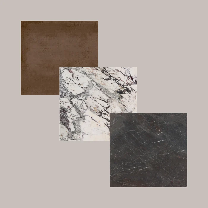 A pack of three stone colour samples