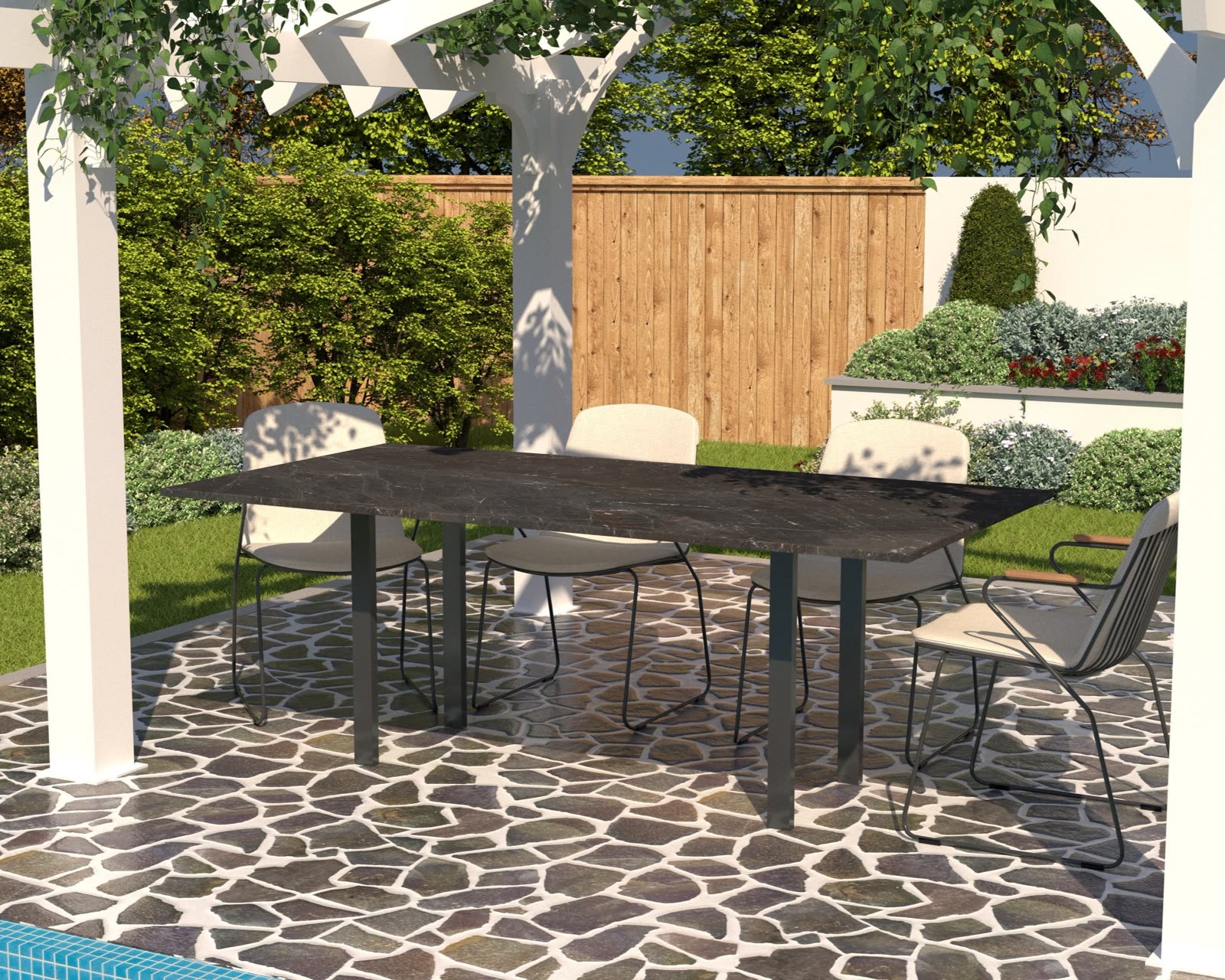 Tamar Flare outdoor stone dining table