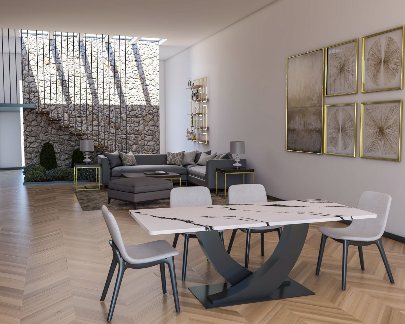 Windsor curved-base stone dining table